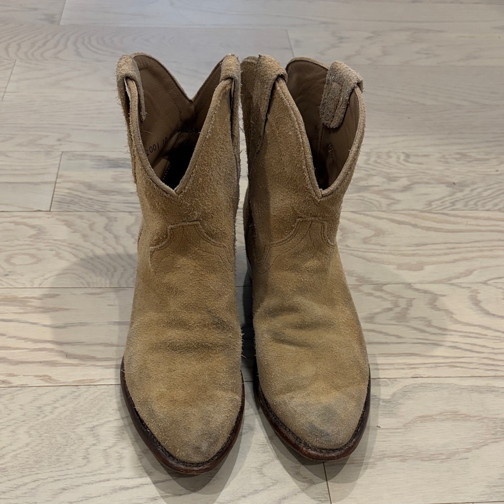 Tecovas Tan Suede Cowboy Boots